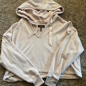 Victoria’s Secret Fleece and Satin Cropped Hoodie